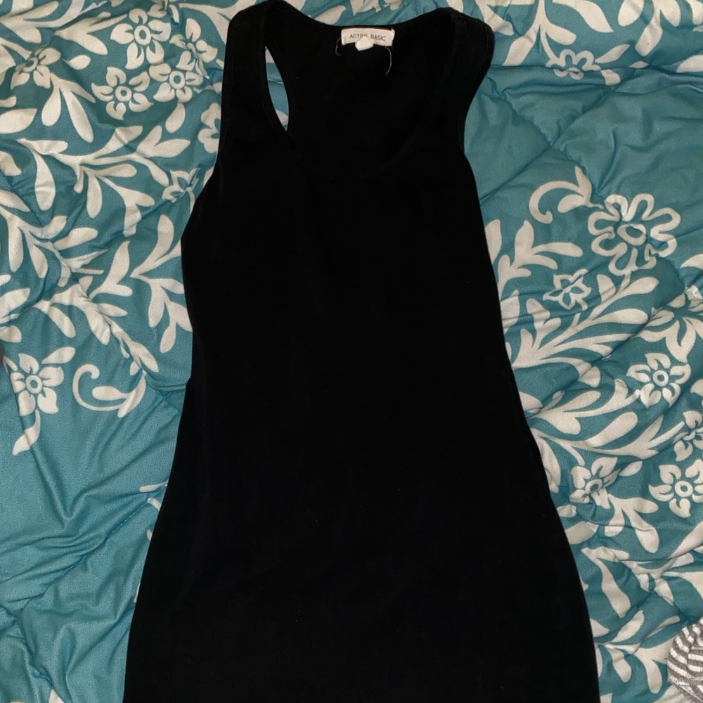 Black cotton mini dress